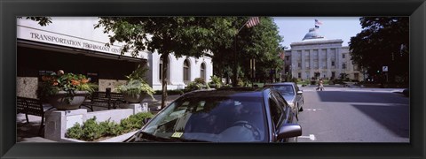 Framed Cars parked in front of Transportation Technology Center, Raleigh, Wake County, North Carolina, USA Print