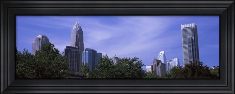 Framed Low angle view of skyscrapers in a city, Charlotte, Mecklenburg County, North Carolina, USA Print