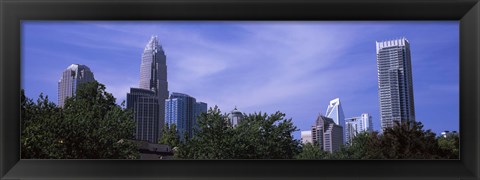 Framed Low angle view of skyscrapers in a city, Charlotte, Mecklenburg County, North Carolina, USA Print