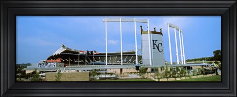 Framed Baseball stadium in a city, Kauffman Stadium, Kansas City, Missouri Print