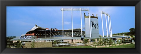 Framed Baseball stadium in a city, Kauffman Stadium, Kansas City, Missouri Print