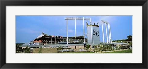 Framed Baseball stadium in a city, Kauffman Stadium, Kansas City, Missouri Print