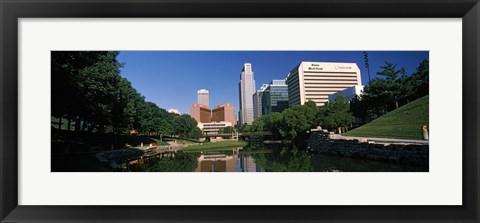 Framed Buildings at the waterfront, Qwest Building, Omaha, Nebraska Print