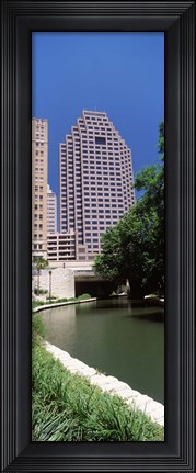 Framed Buildings at the waterfront, Weston Centre, NBC Plaza, San Antonio, Texas, USA Print