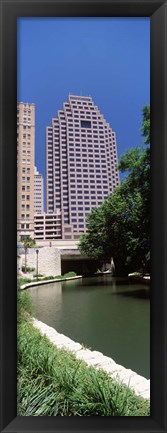 Framed Buildings at the waterfront, Weston Centre, NBC Plaza, San Antonio, Texas, USA Print