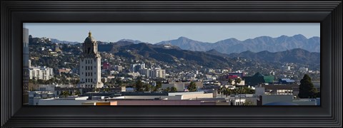 Framed High angle view of Beverly Hills, West Hollywood, Hollywood Hills, California Print