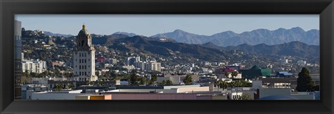 Framed High angle view of Beverly Hills, West Hollywood, Hollywood Hills, California Print