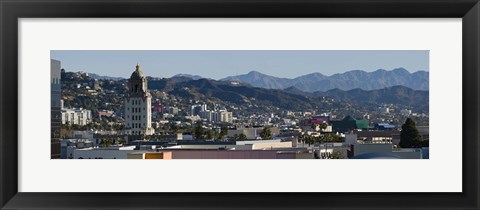 Framed High angle view of Beverly Hills, West Hollywood, Hollywood Hills, California Print