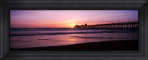 Framed Pier in the pacific ocean at dusk, San Diego, California Print
