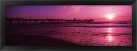 Framed San Diego Pier at dusk, San Diego, California Print