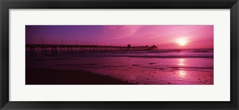 Framed San Diego Pier at dusk, San Diego, California Print