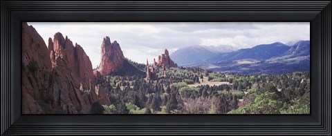 Framed Rock formations on a landscape, Garden of The Gods, Colorado Springs, Colorado Print