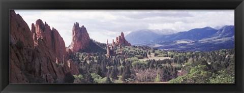 Framed Rock formations on a landscape, Garden of The Gods, Colorado Springs, Colorado Print