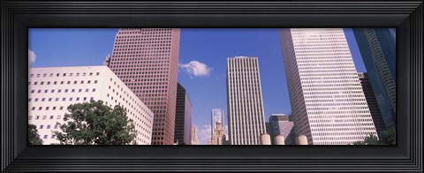 Framed Low angle view of Downtown skylines, Houston, Texas, USA Print