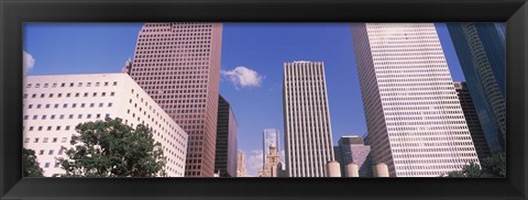 Framed Low angle view of Downtown skylines, Houston, Texas, USA Print