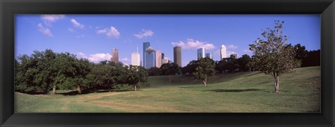 Framed Downtown skylines viewed from a park, Houston, Texas, USA Print