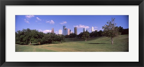 Framed Downtown skylines viewed from a park, Houston, Texas, USA Print