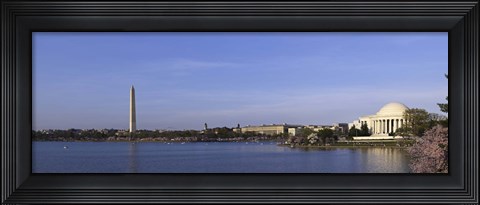 Framed Cherry blossoms at the Tidal Basin, Jefferson Memorial, Washington Monument, National Mall, Washington DC, USA Print