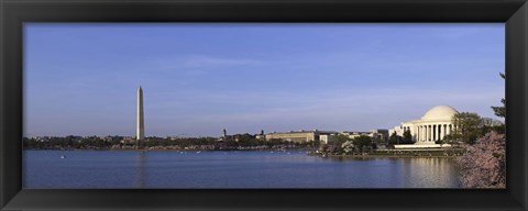 Framed Cherry blossoms at the Tidal Basin, Jefferson Memorial, Washington Monument, National Mall, Washington DC, USA Print