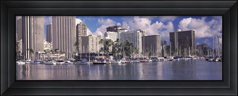 Framed Downtown Honolulu, Oahu, Hawaii, USA Print