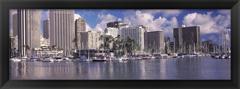 Framed Downtown Honolulu, Oahu, Hawaii, USA Print