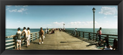 Framed Tourists on the beach at Coney Island viewed from the pier, Brooklyn, New York City, New York State, USA Print