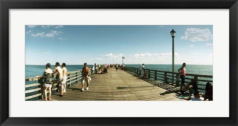 Framed Tourists on the beach at Coney Island viewed from the pier, Brooklyn, New York City, New York State, USA Print