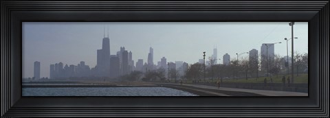 Framed Lakefront skyline at misty morning, Chicago, Cook County, Illinois, USA Print