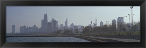 Framed Lakefront skyline at misty morning, Chicago, Cook County, Illinois, USA Print