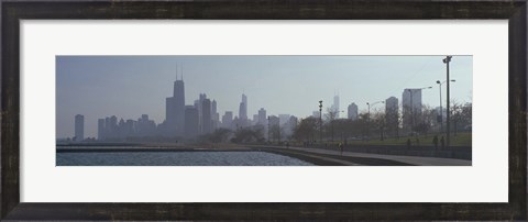 Framed Lakefront skyline at misty morning, Chicago, Cook County, Illinois, USA Print