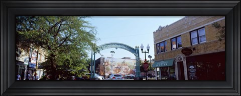 Framed Street scene, Lincoln Square, Chicago, Cook County, Illinois, USA Print