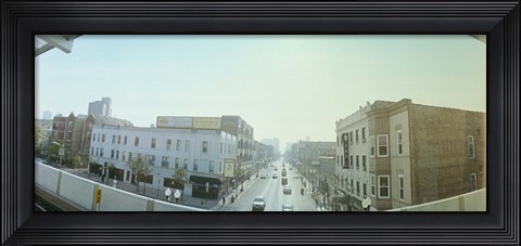 Framed City viewed from a railroad platform, Lakeview, Chicago, Cook County, Illinois, USA Print