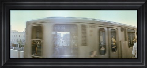 Framed Train entering into station platform, Chicago, Cook County, Illinois, USA Print