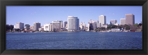 Framed Skyscrapers in a lake, Lake Merritt, Oakland, California, USA Print