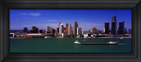 Framed Buildings at the waterfront, Detroit, Michigan Print
