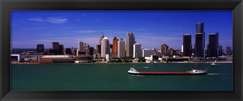 Framed Buildings at the waterfront, Detroit, Michigan Print