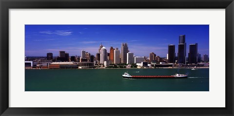 Framed Buildings at the waterfront, Detroit, Michigan Print