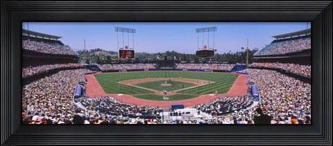 Framed Spectators watching a baseball match, Dodgers vs. Yankees, Dodger Stadium, City of Los Angeles, California, USA Print