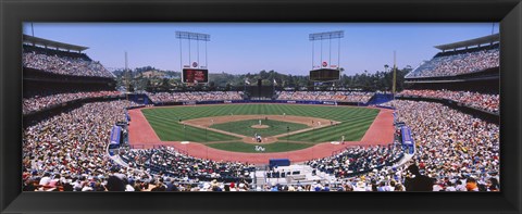 Framed Spectators watching a baseball match, Dodgers vs. Yankees, Dodger Stadium, City of Los Angeles, California, USA Print