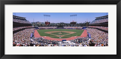 Framed Spectators watching a baseball match, Dodgers vs. Yankees, Dodger Stadium, City of Los Angeles, California, USA Print