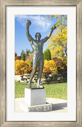 Framed Statue of Rocky Balboa, Philadelphia Museum of Art, Benjamin Franklin Parkway, Fairmount Park, Philadelphia, Pennsylvania, USA Print