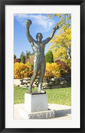 Framed Statue of Rocky Balboa, Philadelphia Museum of Art, Benjamin Franklin Parkway, Fairmount Park, Philadelphia, Pennsylvania, USA Print