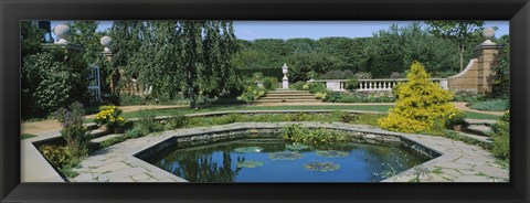 Framed Garden pond, English Walled Garden, Chicago Botanic Garden, Glencoe, Cook County Forest Preserves, Cook County, Illinois, USA Print