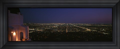 Framed View of a city at night, Griffith Park Observatory, Griffith Park, City Of Los Angeles, Los Angeles County, California, USA Print