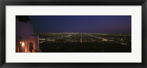 Framed View of a city at night, Griffith Park Observatory, Griffith Park, City Of Los Angeles, Los Angeles County, California, USA Print