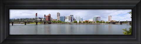 Framed Bridges with city skyline in the background, Hawthorne Bridge, Burnside Bridge, Willamette River, Portland, Oregon, USA 2010 Print