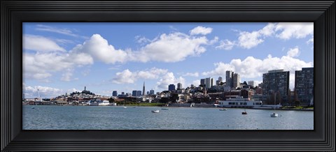 Framed Skyscrapers, Transamerica Pyramid, Ghirardelli Building, Coit Tower, Marina Park, San Francisco, California Print