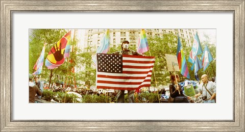 Framed Occupy Wall Street protester, Zuccotti Park, Lower Manhattan, Manhattan, New York City, New York State, USA Print