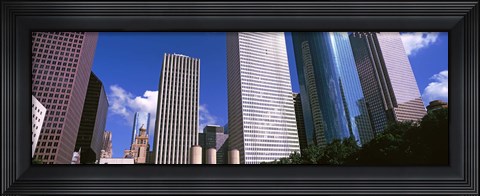 Framed Low angle view of buildings, Wedge Tower, Continental Airlines Tower, ExxonMobil Building, Chevron Building, Houston, Texas, USA Print