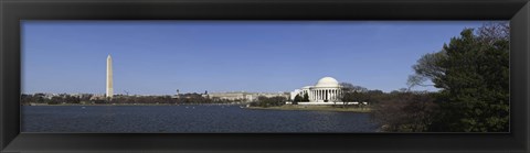 Framed Cherry blossom buds at Tidal Basin, Jefferson Memorial, Washington Monument, National Mall, Washington DC, USA Print